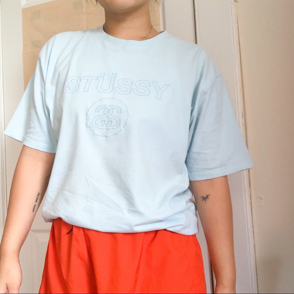 Stussy Vintage Embroidered Sky Blue Shirt